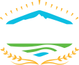 Wasco County logo has drawing of mountain over Wasco County words with land and water below.